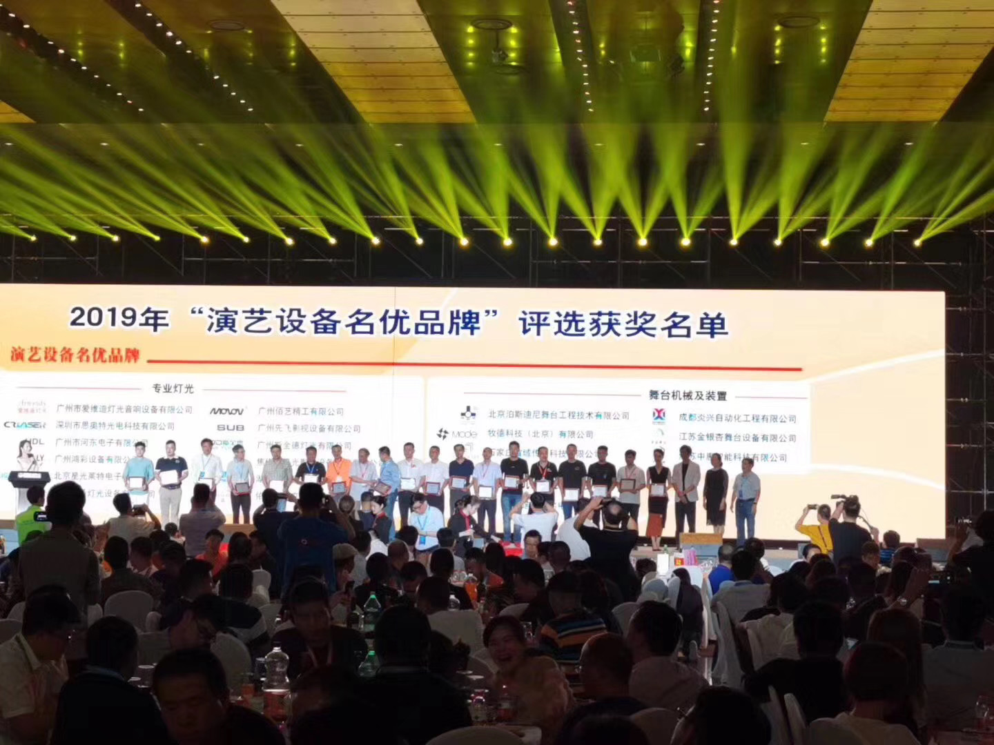我司獲2019年“演藝設(shè)備名優(yōu)品牌” 舞臺機械及裝置獎